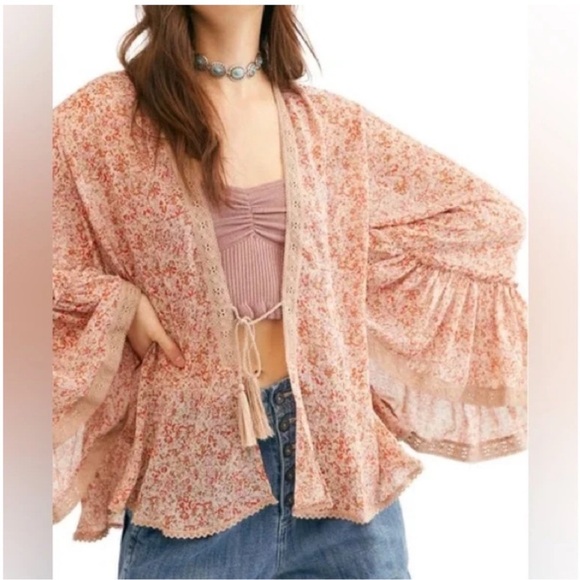 Free People Boho Cardigan Tie Top - Picture 2 of 13